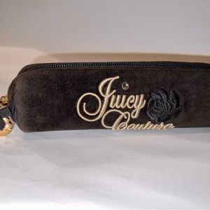 Juicy Couture Velvet Cosmetic Bag/Pencil Case in Brown/Gold